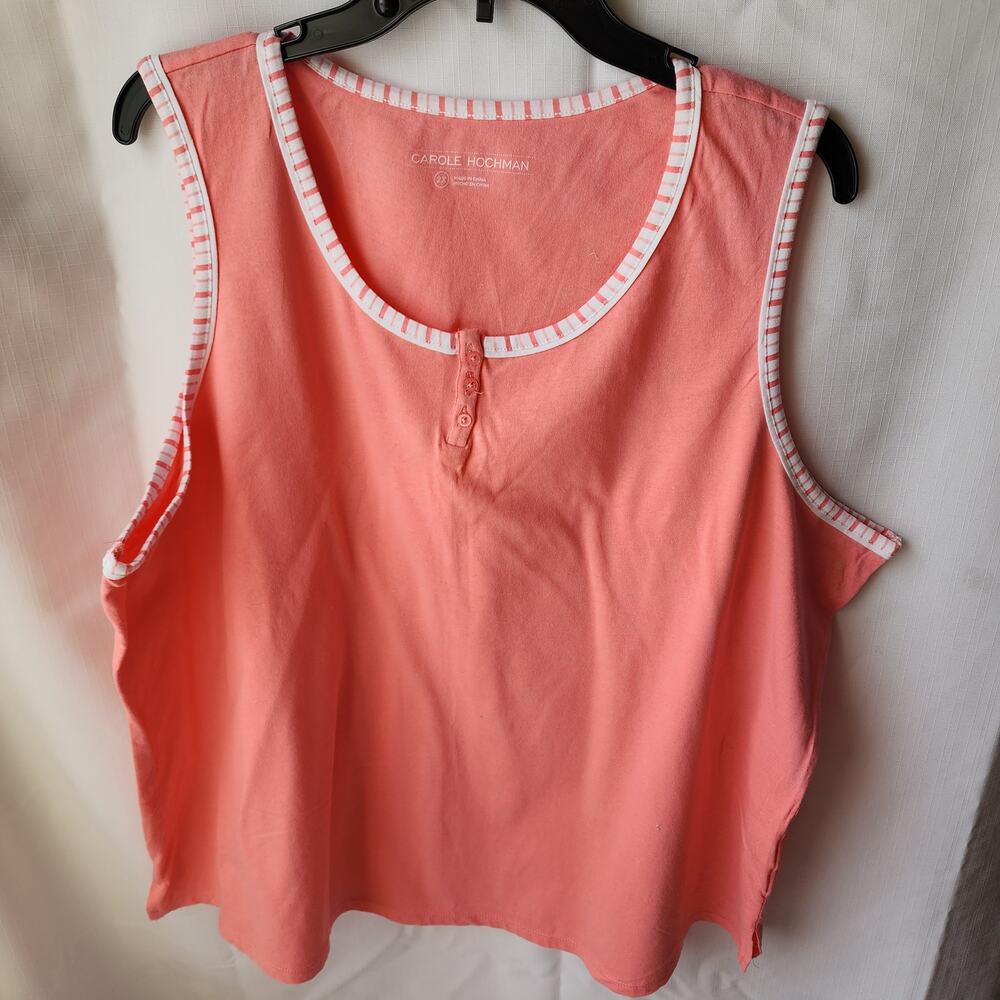 NWT Carole Hochman 2-Piece Pajama Set Coral Pink Base Intricate White Women 2X - Picture 10 of 13